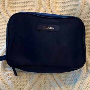 EUC Prada Navy Blue Satin Cosmetic Bag